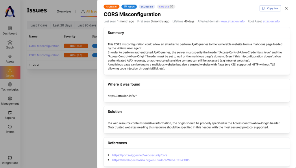 Attaxion provides a detailed summary of the vulnerability