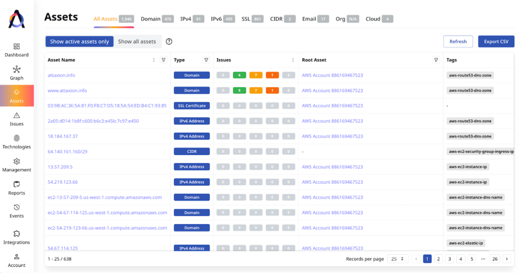 Asset list in Attaxion