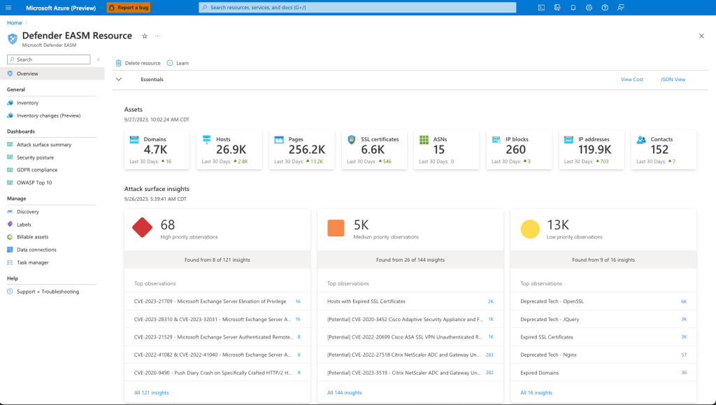 Microsoft Defender EASM. Source: Defender EASM documentation