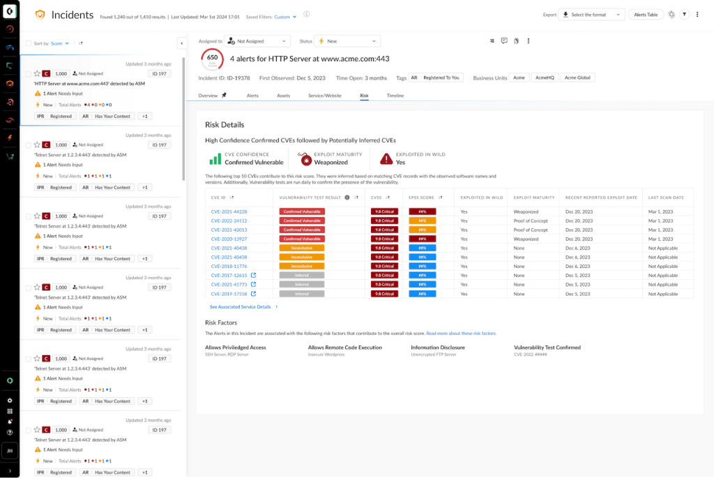 Incident response dashboard in Cortex Xpanse. Source: paloaltonetworks.com