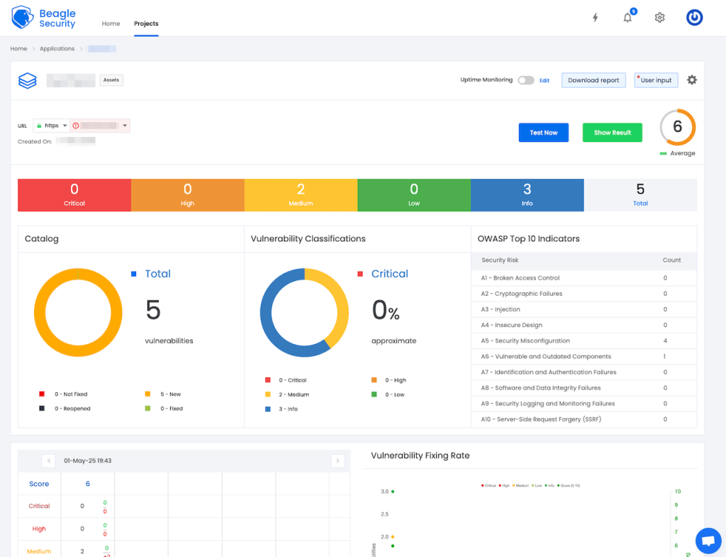 Beagle Security app dashboard