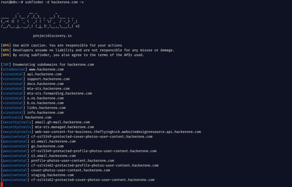 Subfinder screenshot