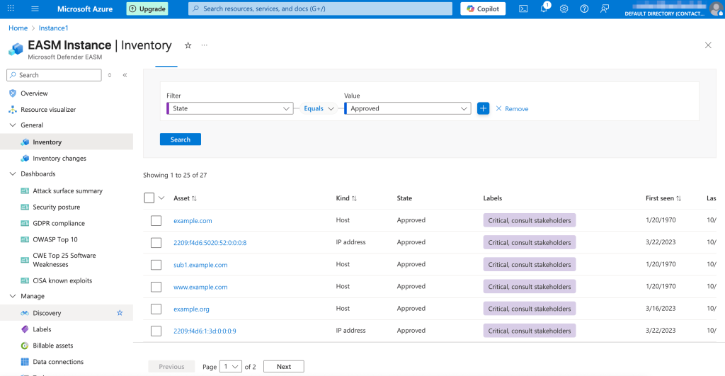 Defender EASM generates a complete asset inventory