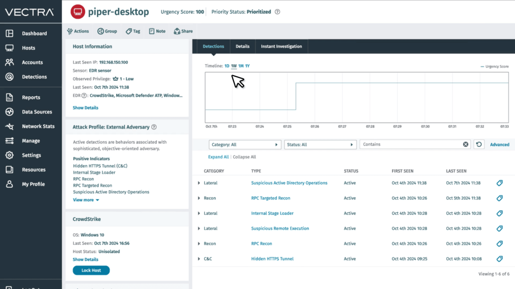 Vectra AI screenshot