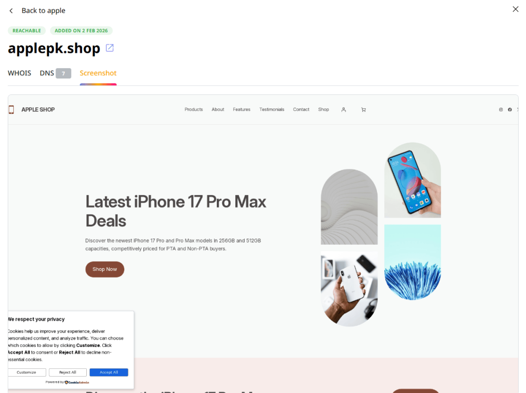 Apple Store impersonation example