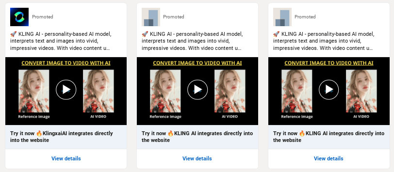 Examples of ads driving users to download fake AI apps