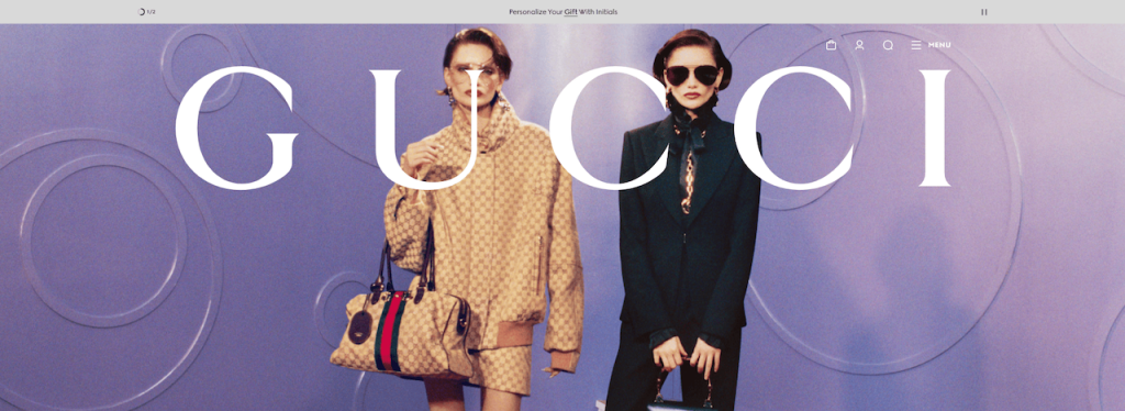 Screenshot of real Gucci website