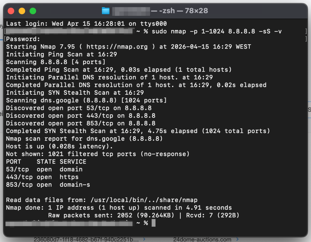 Port scanning with nmap