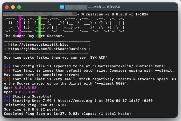 Port scanning with RustScan