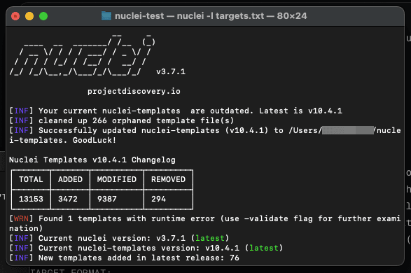 Nuclei running on macOS